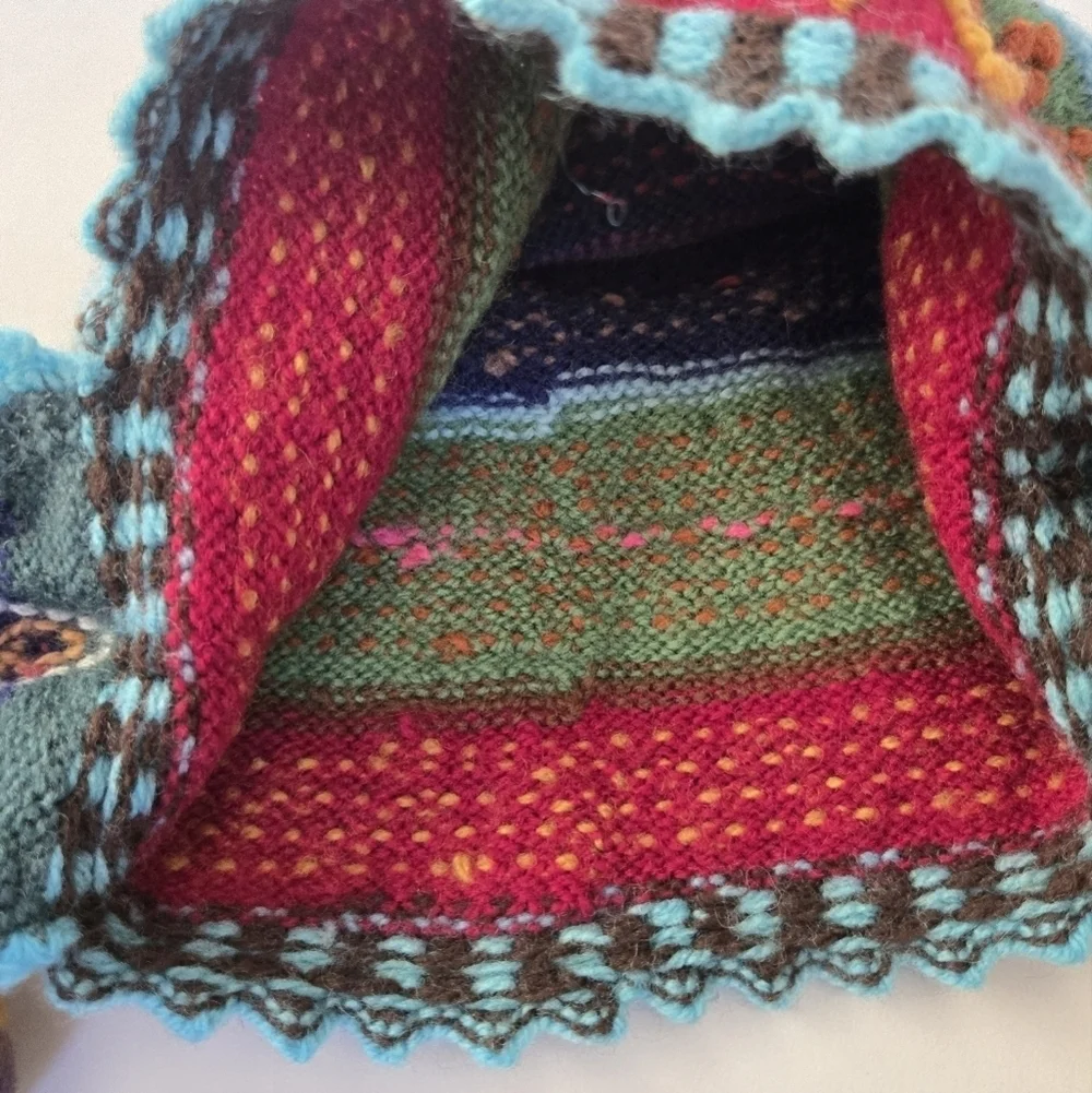 Alpaca wool peruvian chullo winter hand knitted hat for kids size 2T to 4T